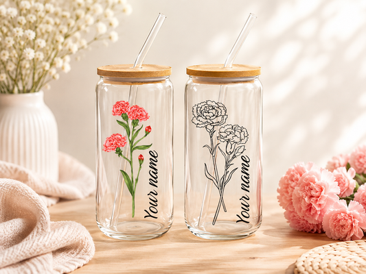 Birth flower glass can