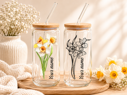 Birth flower glass can