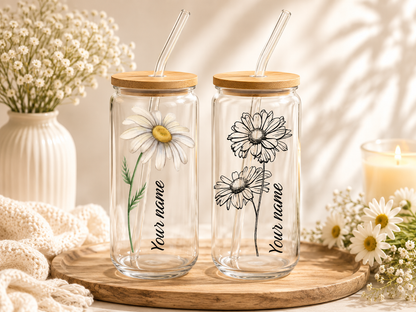 Birth flower glass can