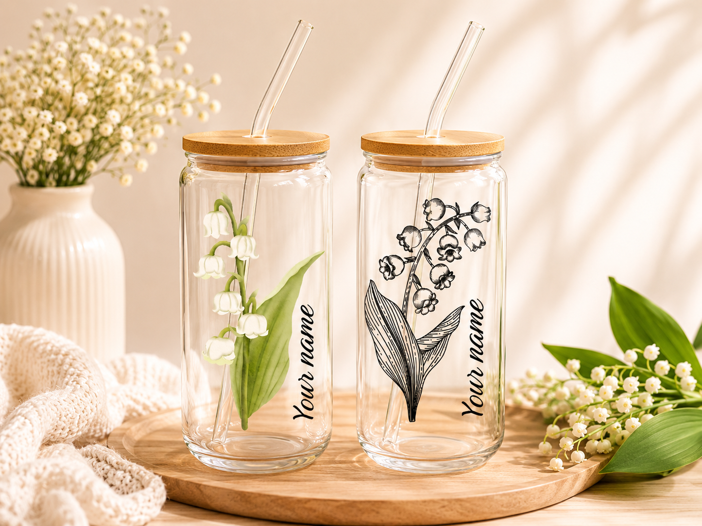 Lily of the valley glass can (May)