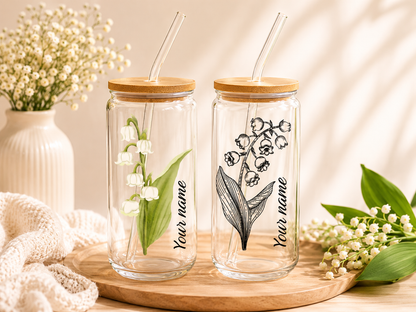 Birth flower glass can
