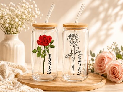 Birth flower glass can