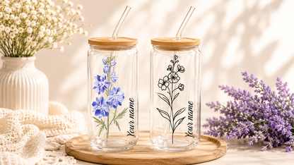 Birth flower glass can