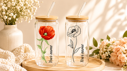 Birth flower glass can
