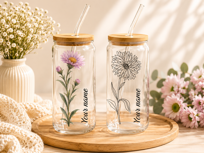 Birth flower glass can