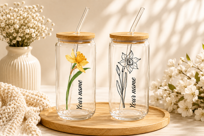 Birth flower glass can