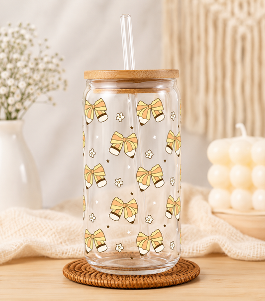 Buttercream bows libbey glass can