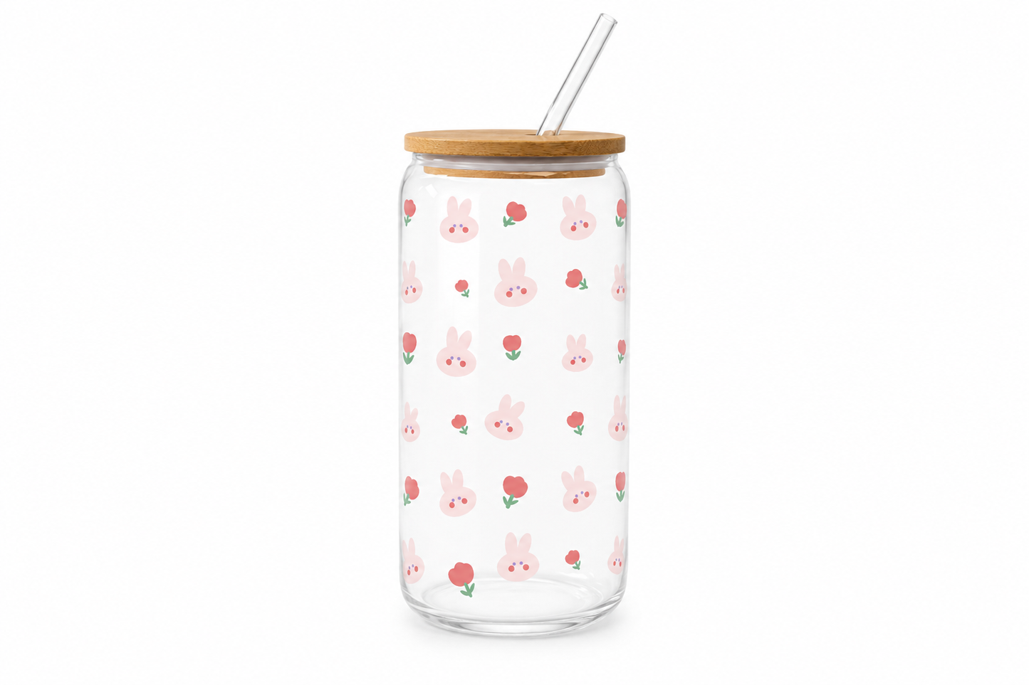 Bunny blossom glass can