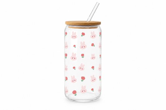 Bunny blossom glass can