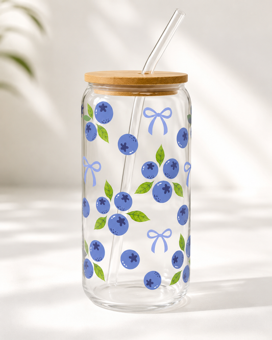 Blueberry cottage libbey glass can