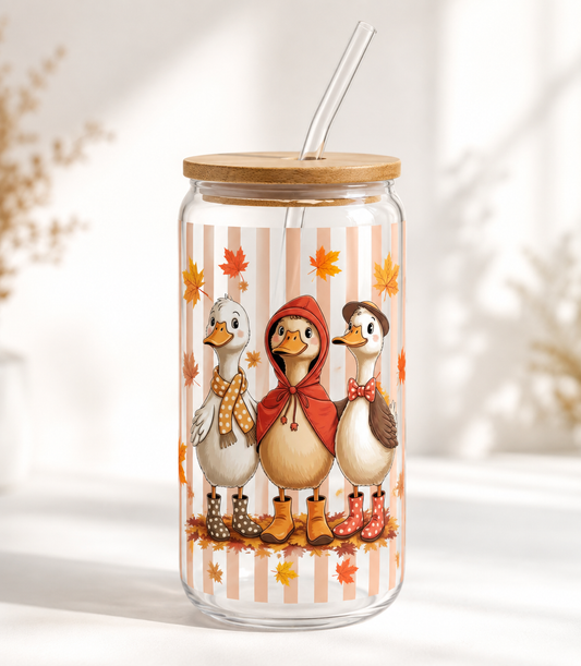Falling for ducks glass can