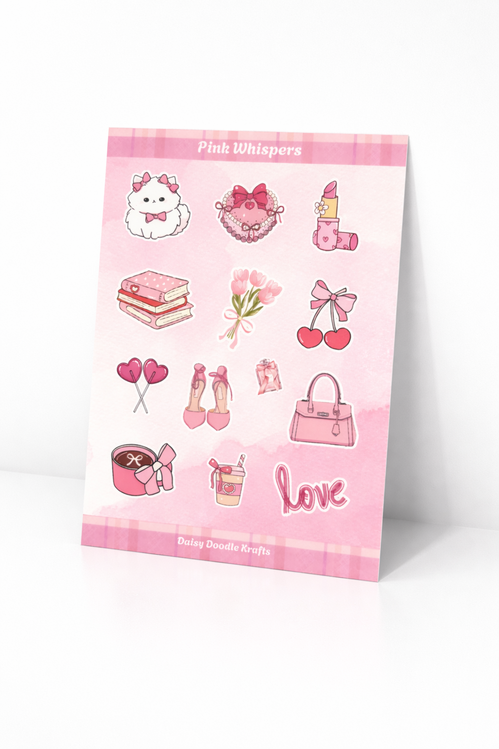 Pink Whisper sticker sheet