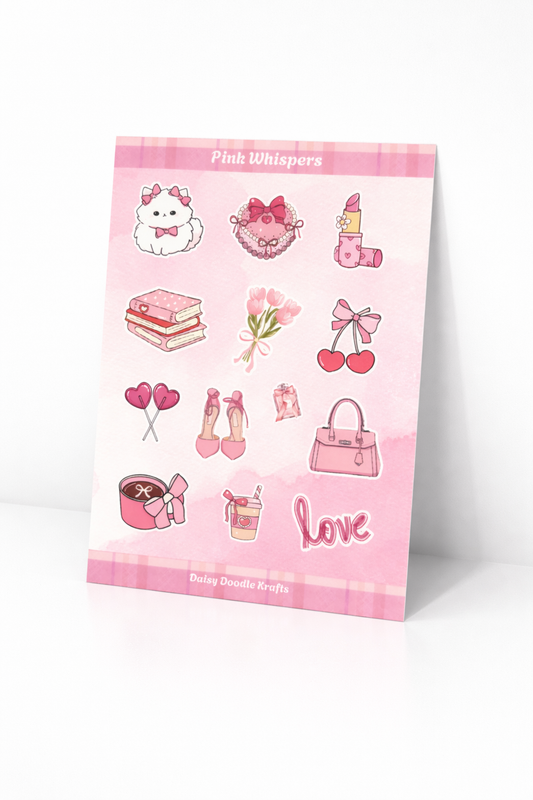 Pink Whisper sticker sheet