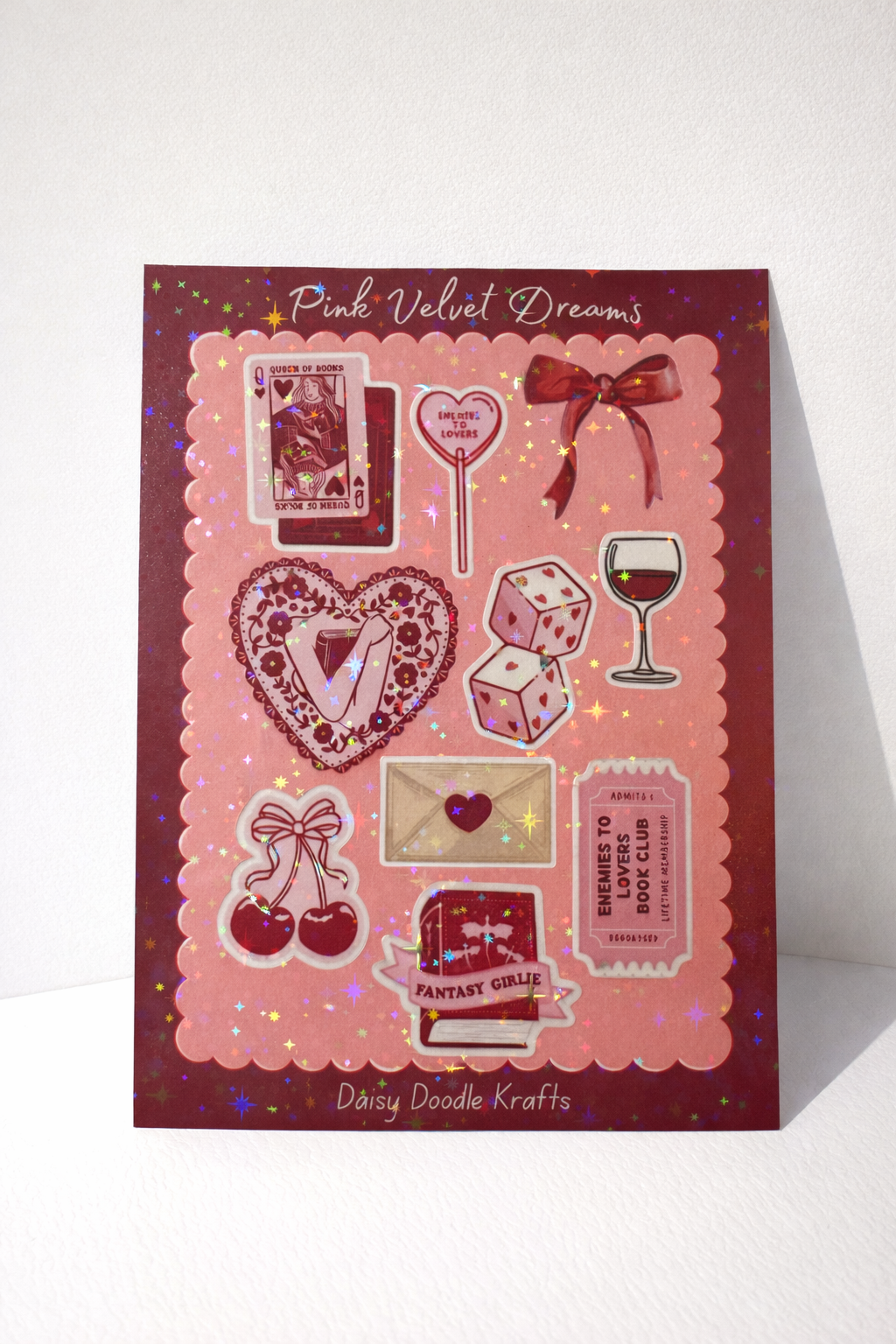 Pink Velvet Dreams holographic sticker sheet