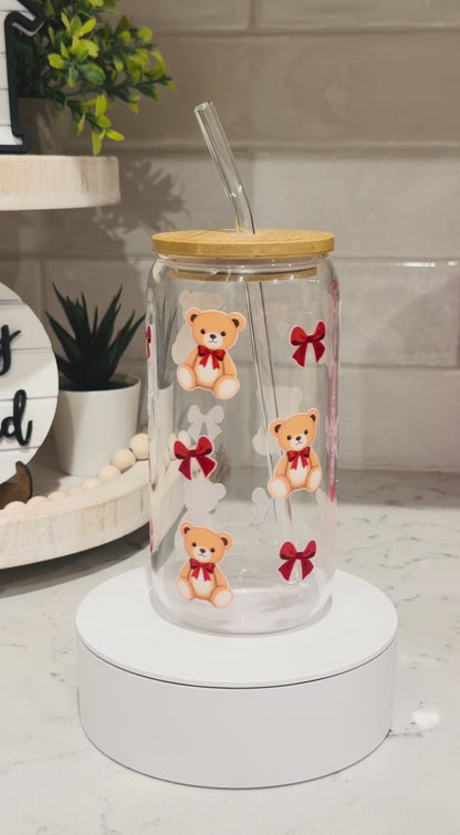 Teddy bow bliss glass can