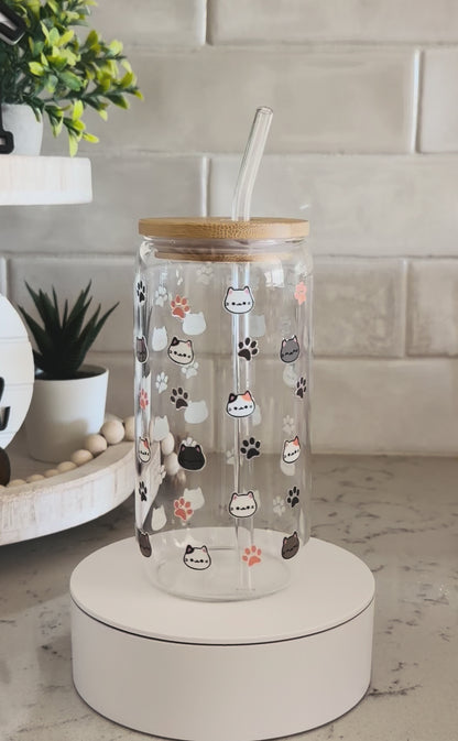 Kitty paws glass can