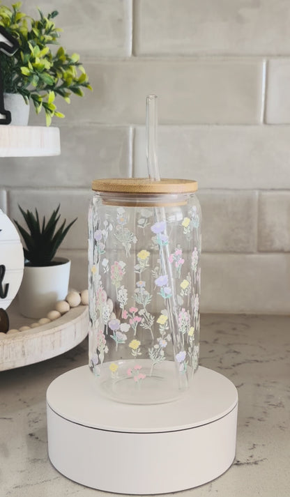 Meadow Blossoms Glass can