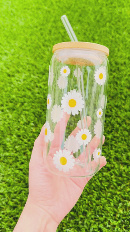 Fresh daisy dream 16oz glass cup