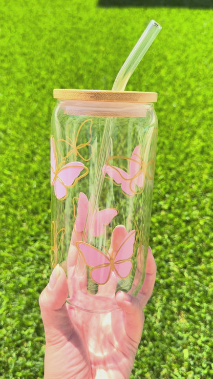 Golden flutter glass cup